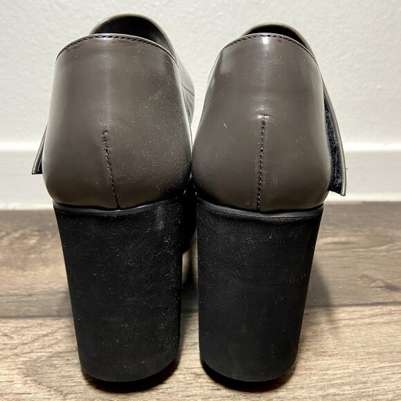 Robert Clergerie Chicago Platform Wedge Heels Nappa Lambskin Slate Gray 8 - Picture 4 of 6